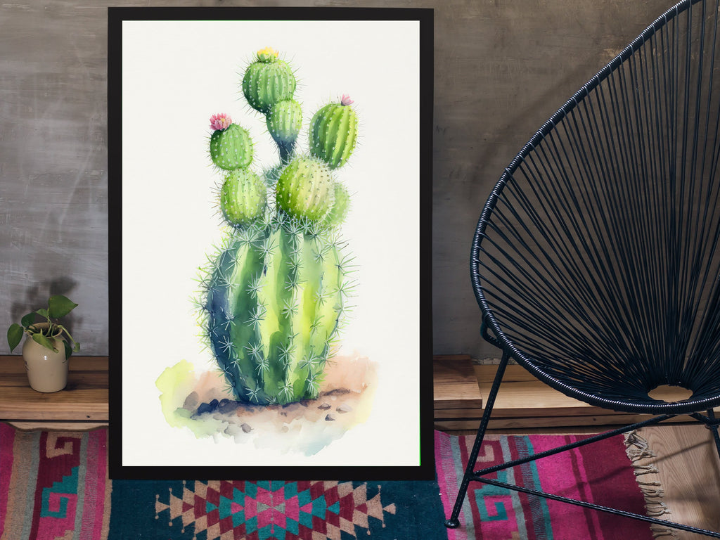 Cactus Plant Print Watercolor Painting Botanical Wall Art Southwest Artwork Gift Rustic Desert Home Decor