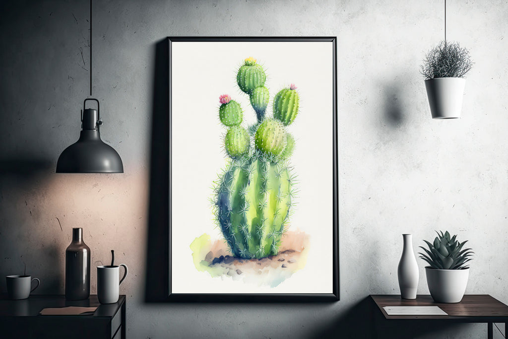 Cactus Plant Print Watercolor Painting Botanical Wall Art Southwest Artwork Gift Rustic Desert Home Decor