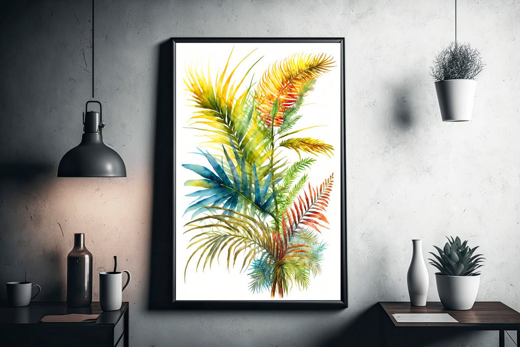 Palm Leaf Watercolor Print Botanical Nature Wall Art Palm Frond Plant Art Gift Tropical Jungle Home Decor