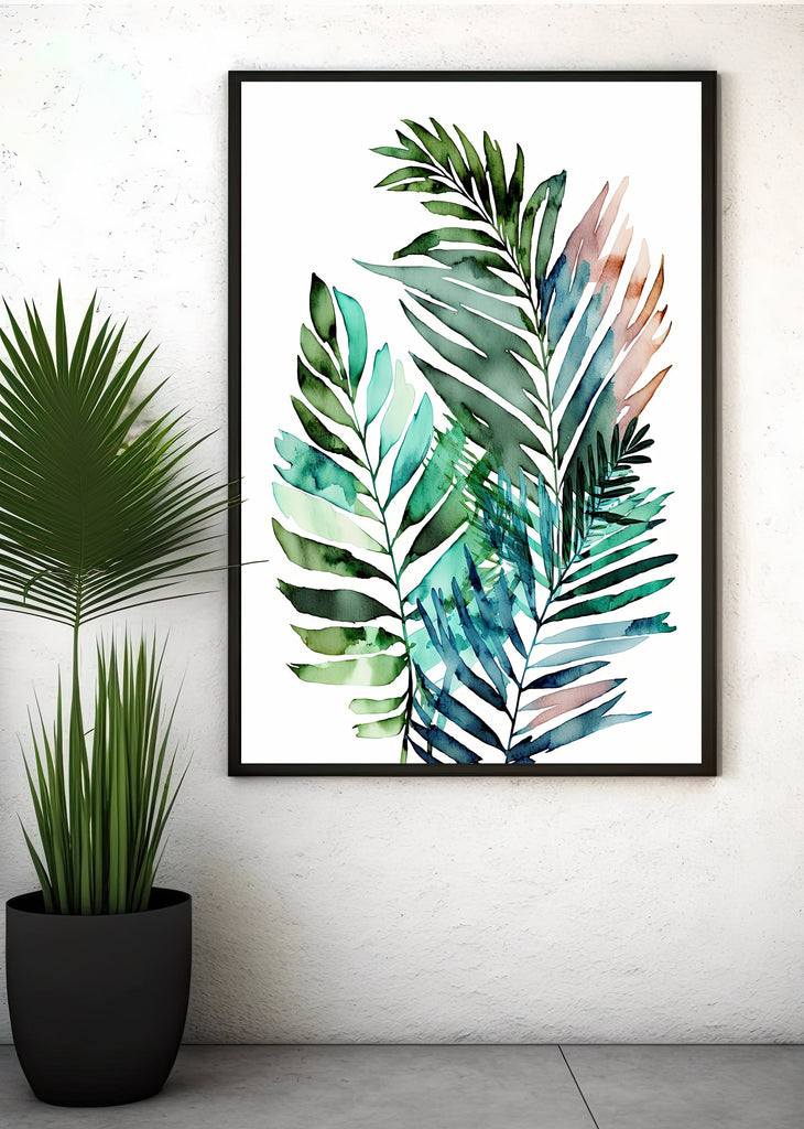 Palm Leaf Watercolor Print Botanical Nature Wall Art Palm Frond Plant Art Gift Tropical Jungle Home Decor