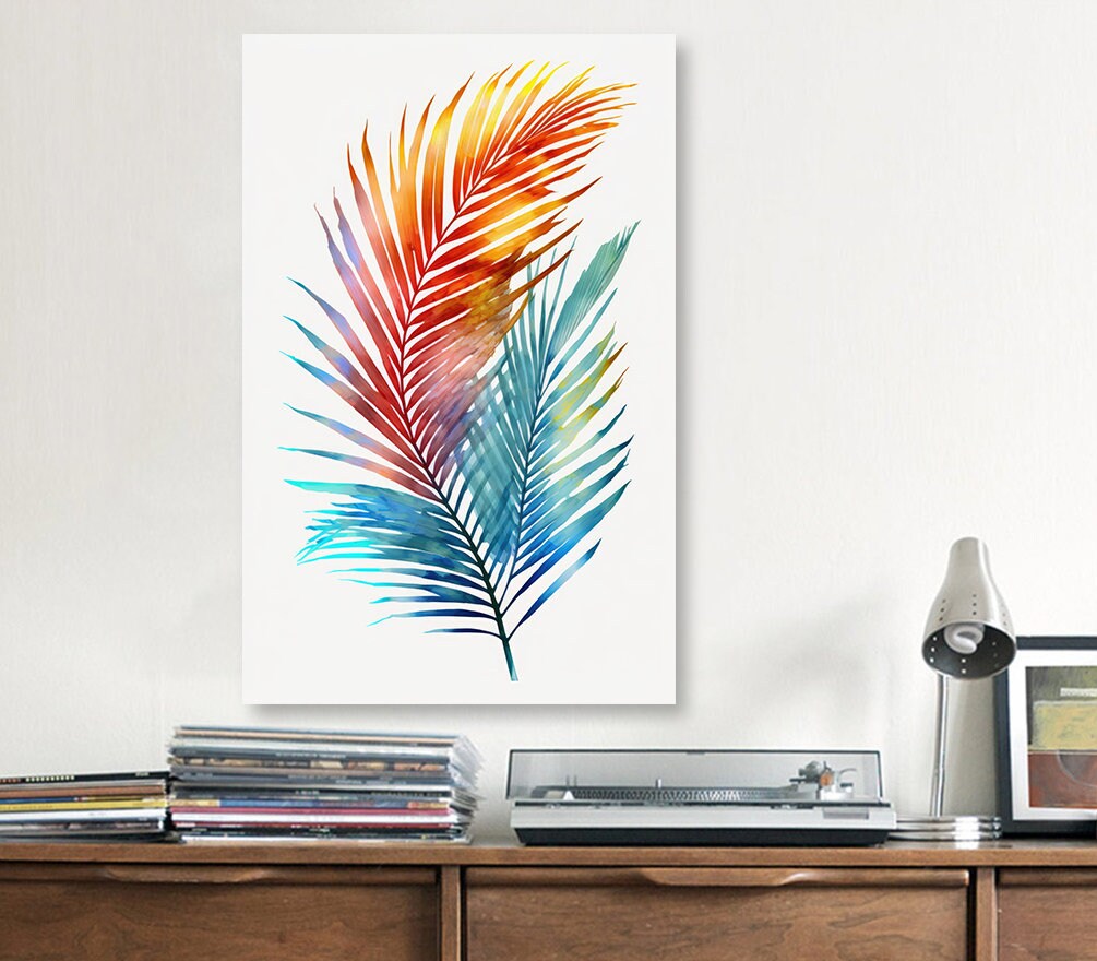 Palm Leaf Watercolor Print Botanical Nature Wall Art Palm Frond Plant Art Gift Tropical Jungle Home Decor