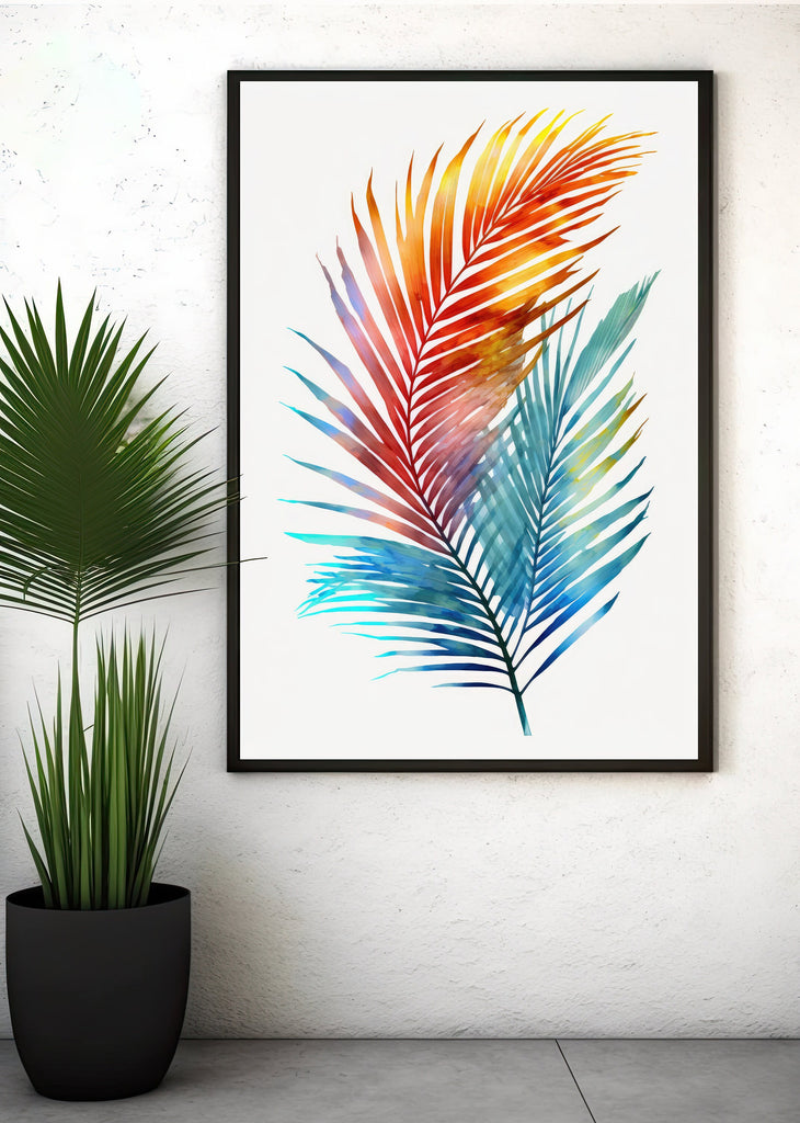 Palm Leaf Watercolor Print Botanical Nature Wall Art Palm Frond Plant Art Gift Tropical Jungle Home Decor