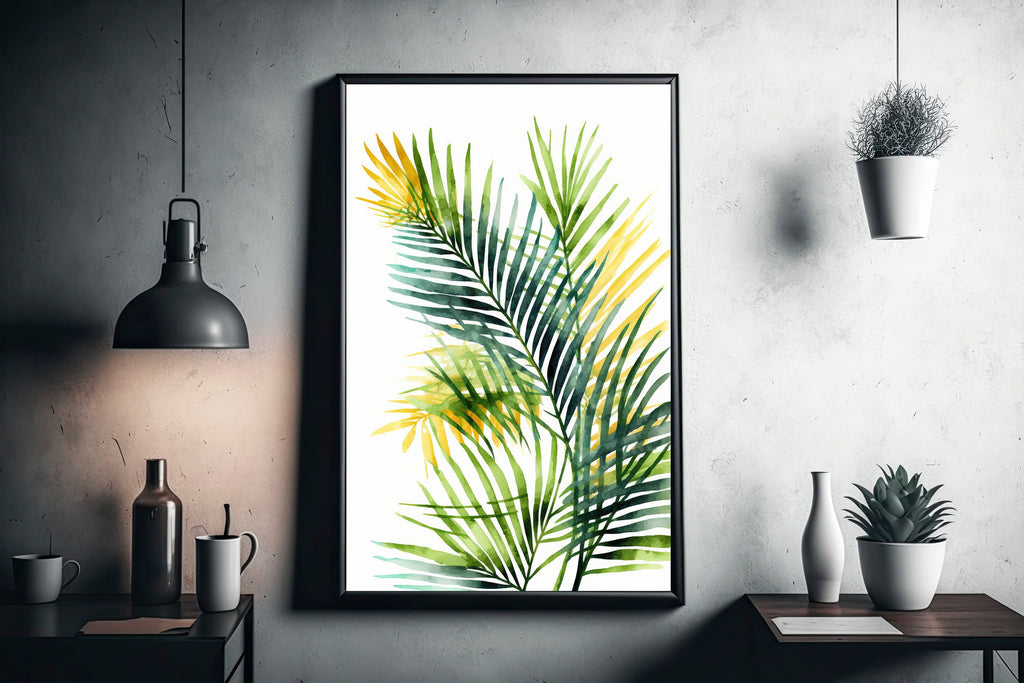 Palm Leaf Watercolor Print Botanical Nature Wall Art Palm Frond Plant Art Gift Tropical Jungle Home Decor