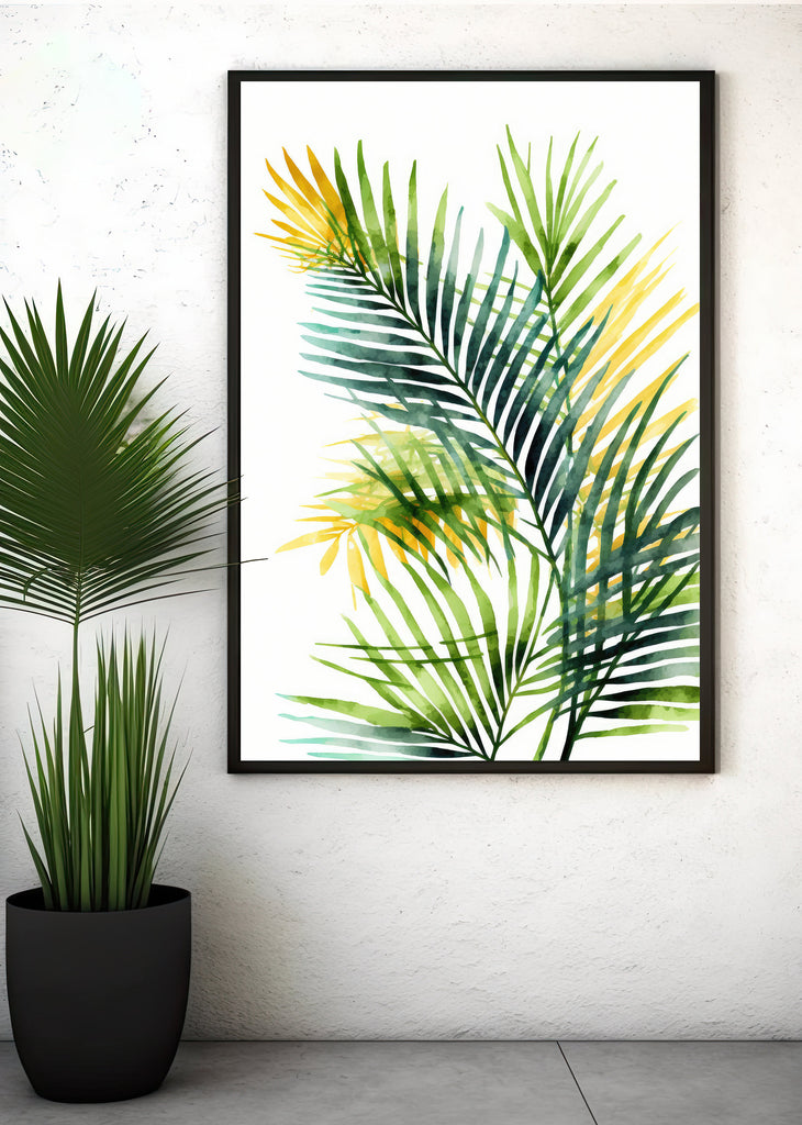 Palm Leaf Watercolor Print Botanical Nature Wall Art Palm Frond Plant Art Gift Tropical Jungle Home Decor