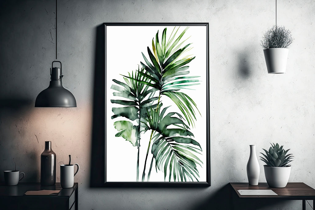 Palm Leaf Watercolor Print Botanical Nature Wall Art Palm Frond Plant Art Gift Tropical Jungle Home Decor