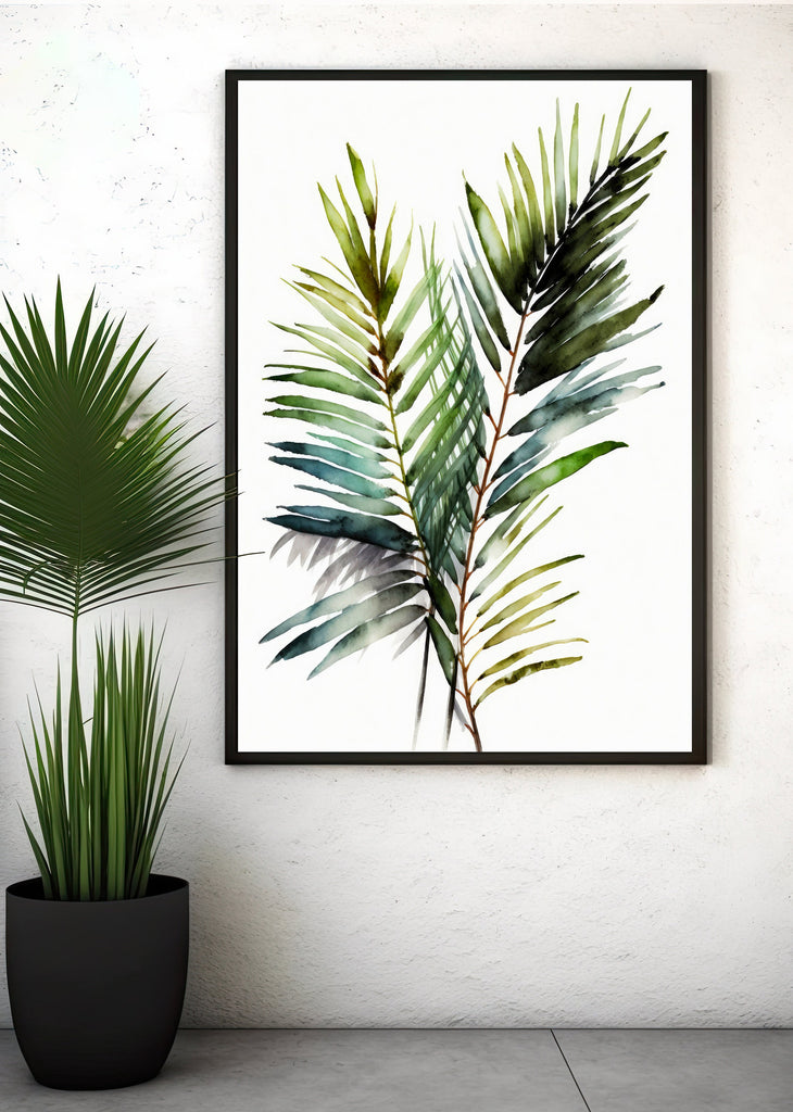 Palm Leaf Watercolor Print Botanical Nature Wall Art Palm Frond Plant Art Gift Tropical Jungle Home Decor