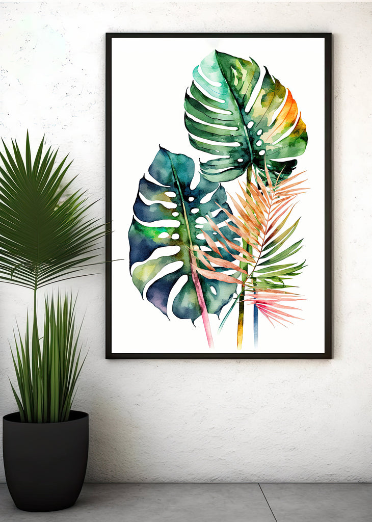 Palm Leaf Watercolor Print Botanical Nature Wall Art Palm Frond Plant Art Gift Tropical Jungle Home Decor