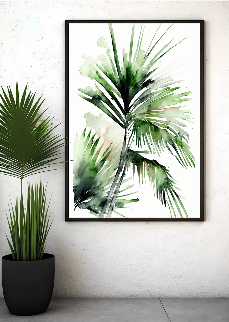 Palm Leaf Watercolor Print Botanical Nature Wall Art Palm Frond Plant Art Gift Tropical Jungle Home Decor