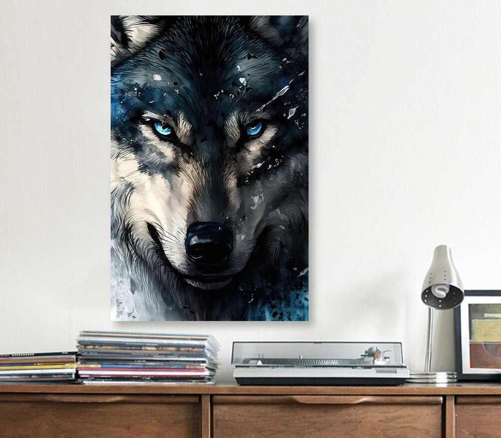 Wolf Watercolor Print Forest Wall Art Nature Wildlife Gift Wild Animal Painting Woodland Home Decor