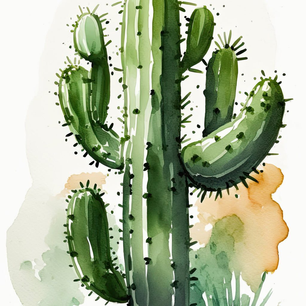 Cactus Plant Print Watercolor Painting Botanical Wall Art Southwest Artwork Gift Rustic Desert Home Decor