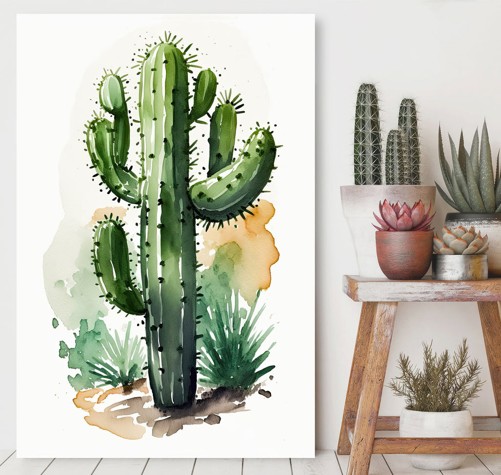 Cactus Plant Print Watercolor Painting Botanical Wall Art Southwest Artwork Gift Rustic Desert Home Decor