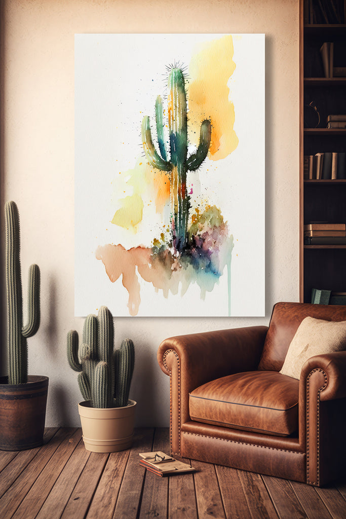 Cactus Plant Print Watercolor Painting Botanical Wall Art Southwest Artwork Gift Rustic Desert Home Decor