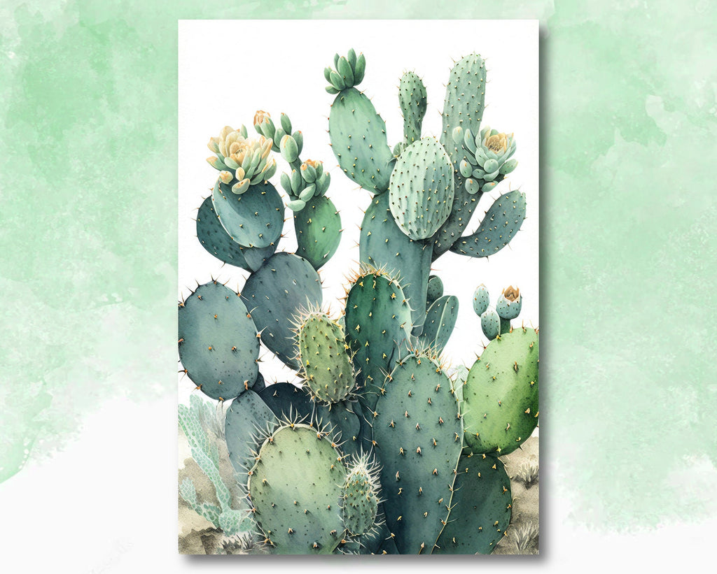 Cactus Plant Print Watercolor Painting Botanical Wall Art Southwest Artwork Gift Rustic Desert Home Decor