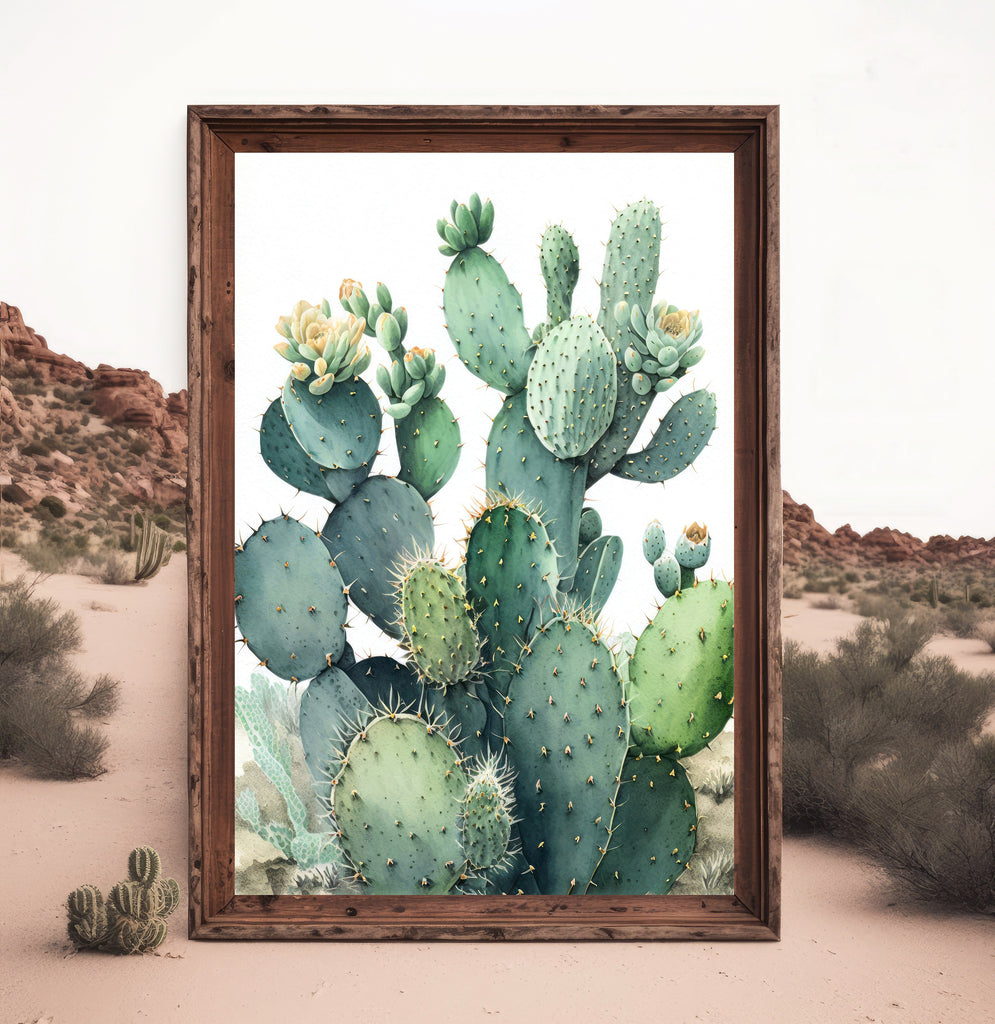 Cactus Plant Print Watercolor Painting Botanical Wall Art Southwest Artwork Gift Rustic Desert Home Decor