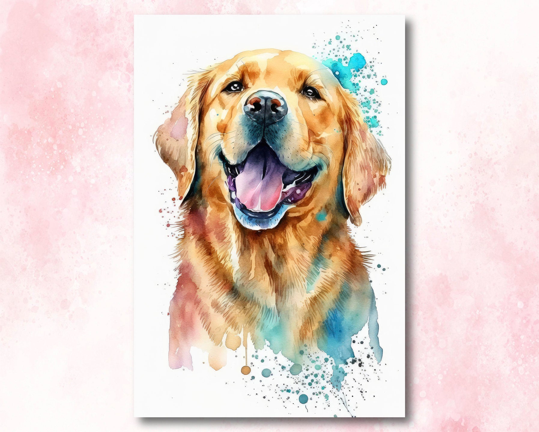 Golden Retriever Watercolor Painting Print - Dog Art for a Nursery