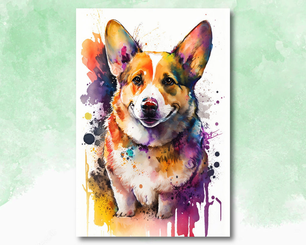 Corgi Dog Watercolor Print Cute Pet Keepsake Wall Art Dog Lover Gift Adorable Canine Home Decor for Puppy Dog Lovers!