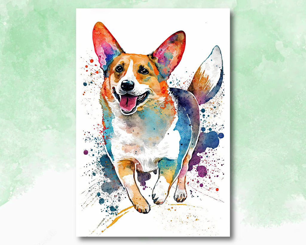 Corgi Dog Watercolor Print Cute Pet Keepsake Wall Art Dog Lover Gift Adorable Canine Home Decor for Puppy Dog Lovers!