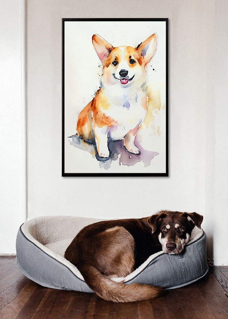 Corgi Dog Watercolor Print Cute Pet Keepsake Wall Art Dog Lover Gift Adorable Canine Home Decor for Puppy Dog Lovers!