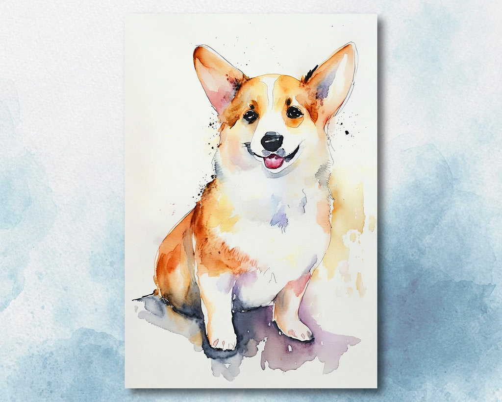 Corgi Dog Watercolor Print Cute Pet Keepsake Wall Art Dog Lover Gift Adorable Canine Home Decor for Puppy Dog Lovers!