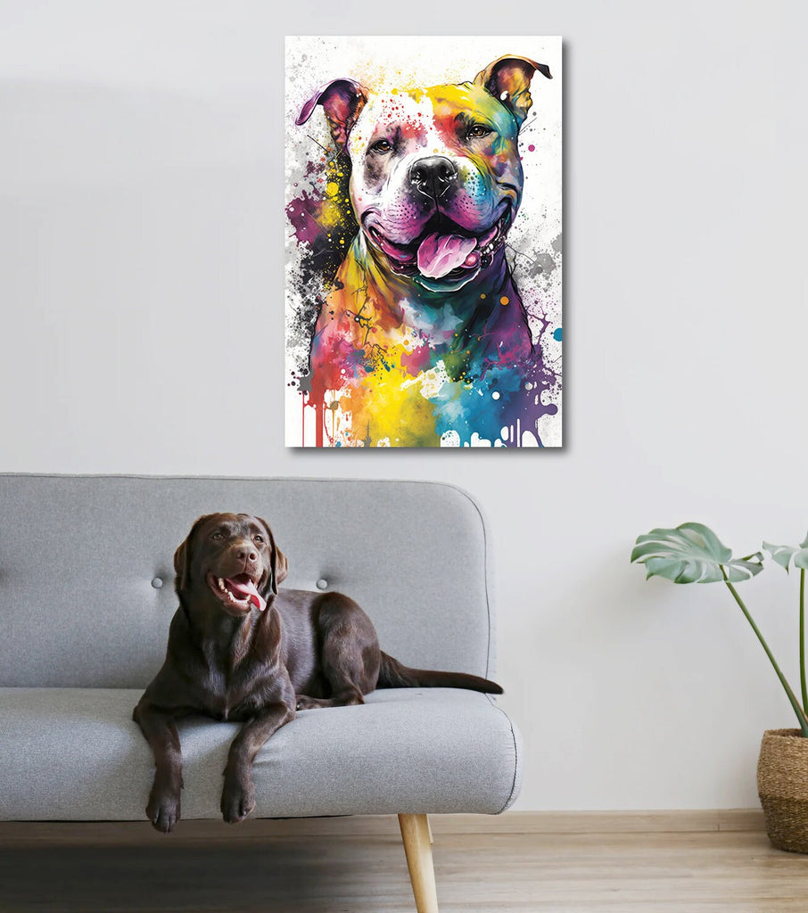 Pit Bull Watercolor Print Cute Pet Keepsake Wall Art Dog Lover Gift Adorable Staffordshire Terrier Home Decor for Puppy Dog Lovers!