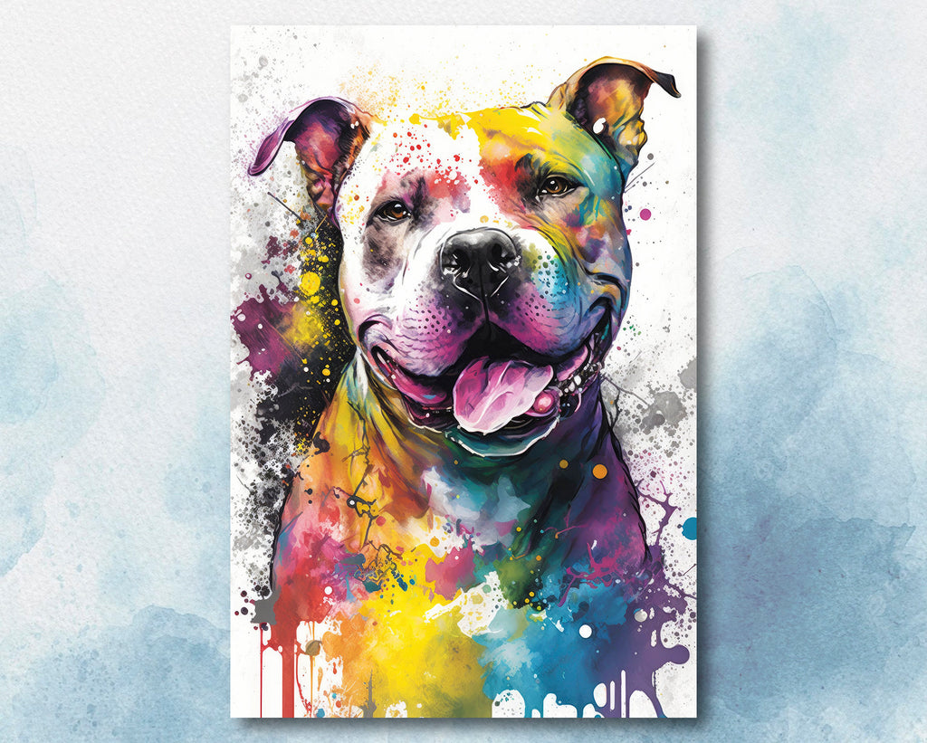 Pit Bull Watercolor Print Cute Pet Keepsake Wall Art Dog Lover Gift Adorable Staffordshire Terrier Home Decor for Puppy Dog Lovers!