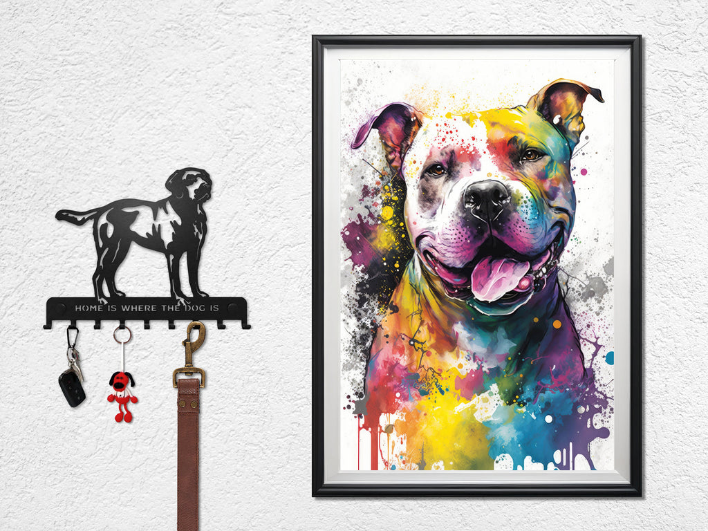 Pit Bull Watercolor Print Cute Pet Keepsake Wall Art Dog Lover Gift Adorable Staffordshire Terrier Home Decor for Puppy Dog Lovers!