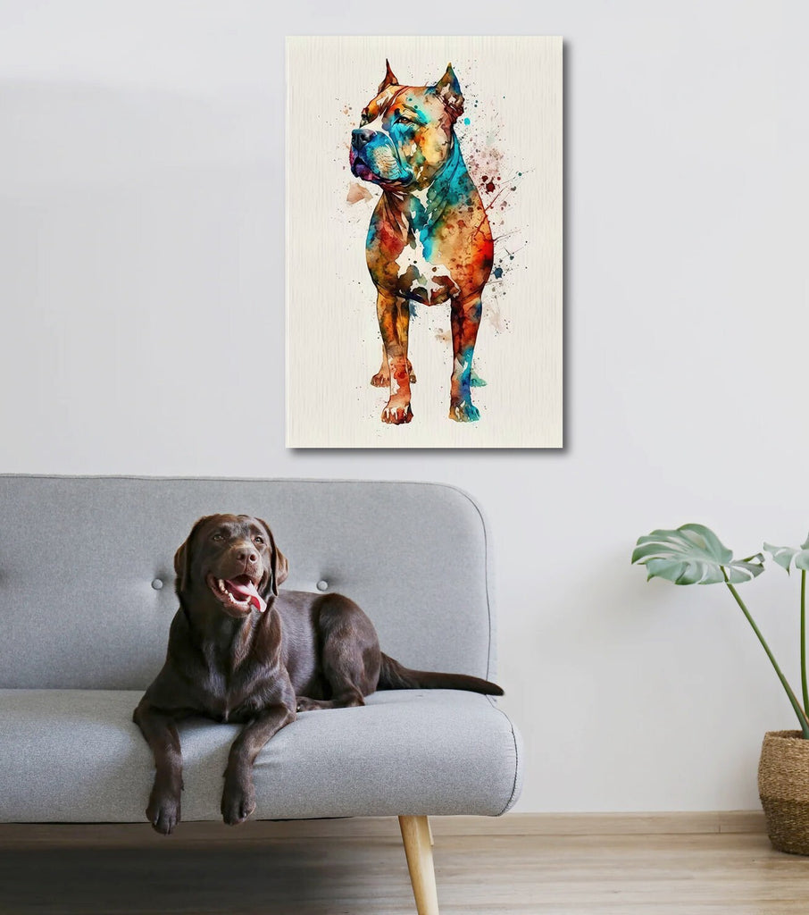 Pit Bull Watercolor Print Cute Pet Keepsake Wall Art Dog Lover Gift Adorable Staffordshire Terrier Home Decor for Puppy Dog Lovers!