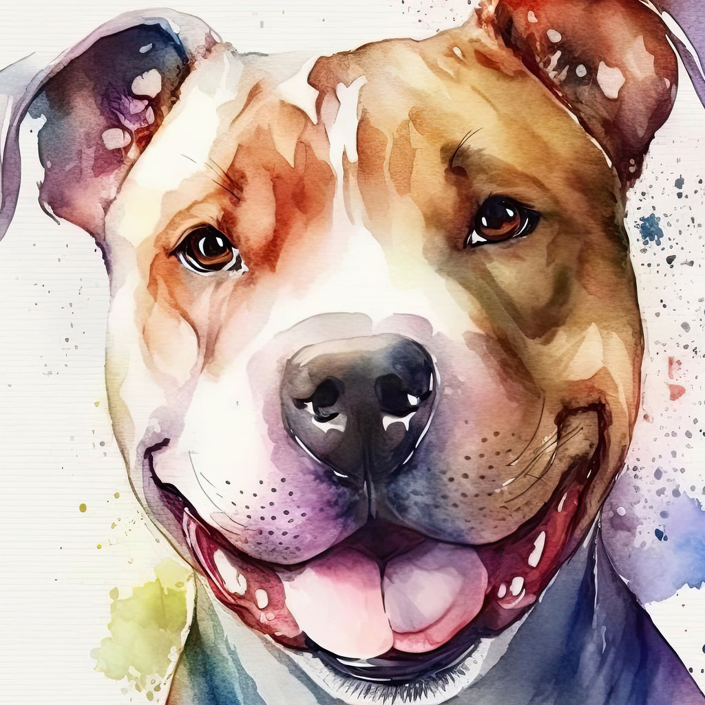 Pit Bull Watercolor Print Cute Pet Keepsake Wall Art Dog Lover Gift Adorable Staffordshire Terrier Home Decor for Puppy Dog Lovers!