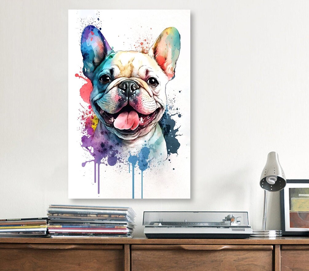 French Bulldog Watercolor Print Cute Pet Keepsake Wall Art Dog Lover Gift Adorable Canine Home Decor for Puppy Dog Lovers!