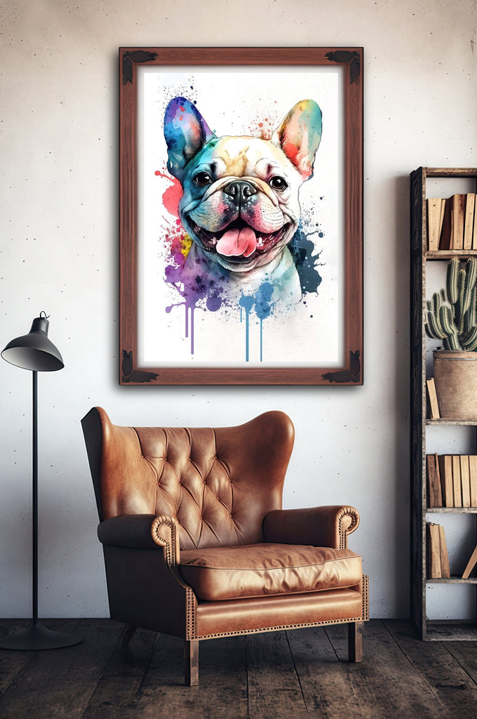 French Bulldog Watercolor Print Cute Pet Keepsake Wall Art Dog Lover Gift Adorable Canine Home Decor for Puppy Dog Lovers!