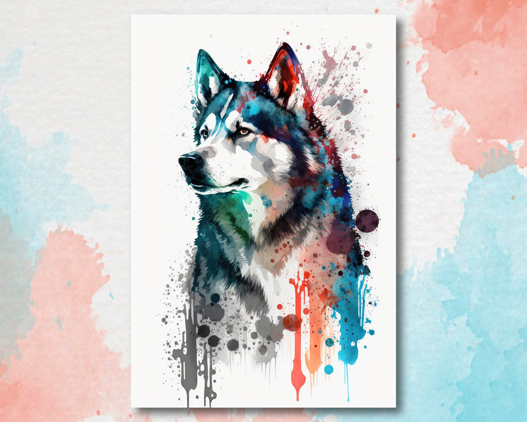 Siberian Husky Dog Painting Watercolor Print Cute Pet Keepsake Wall Art Dog Lover Gift Adorable Canine Home Decor for Puppy Lovers!