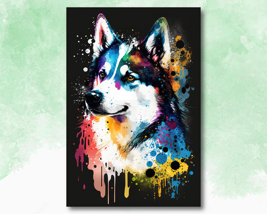 Siberian Husky Dog Painting Watercolor Print Cute Pet Keepsake Wall Art Dog Lover Gift Adorable Canine Home Decor for Puppy Lovers!