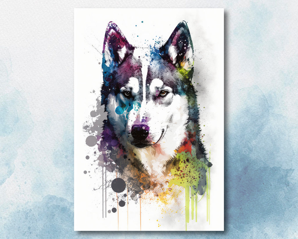 Siberian Husky Dog Painting Watercolor Print Cute Pet Keepsake Wall Art Dog Lover Gift Adorable Canine Home Decor for Puppy Lovers!