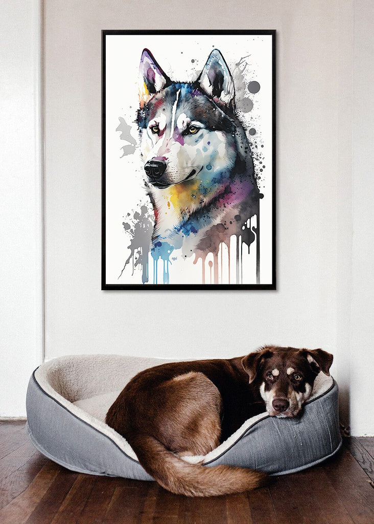 Siberian Husky Dog Painting Watercolor Print Cute Pet Keepsake Wall Art Dog Lover Gift Adorable Canine Home Decor for Puppy Lovers!