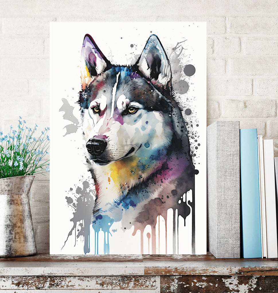 Siberian Husky Dog Painting Watercolor Print Cute Pet Keepsake Wall Art Dog Lover Gift Adorable Canine Home Decor for Puppy Lovers!