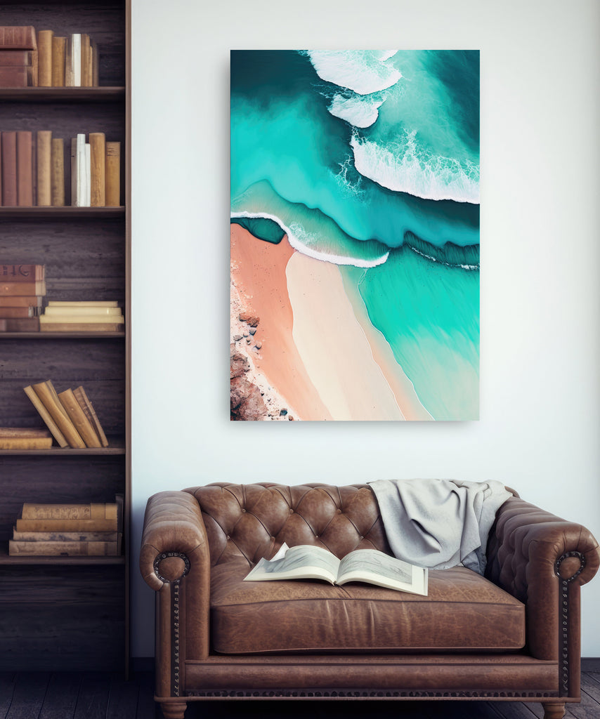 Beach Ocean Waves Print Colorful Watercolor Wall Art Tropical Nature Gift Coastal Landscape Home Decor