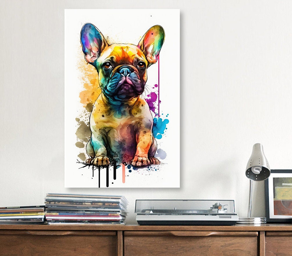 French Bulldog Watercolor Print Cute Pet Keepsake Wall Art Dog Lover Gift Adorable Canine Home Decor for Puppy Dog Lovers!