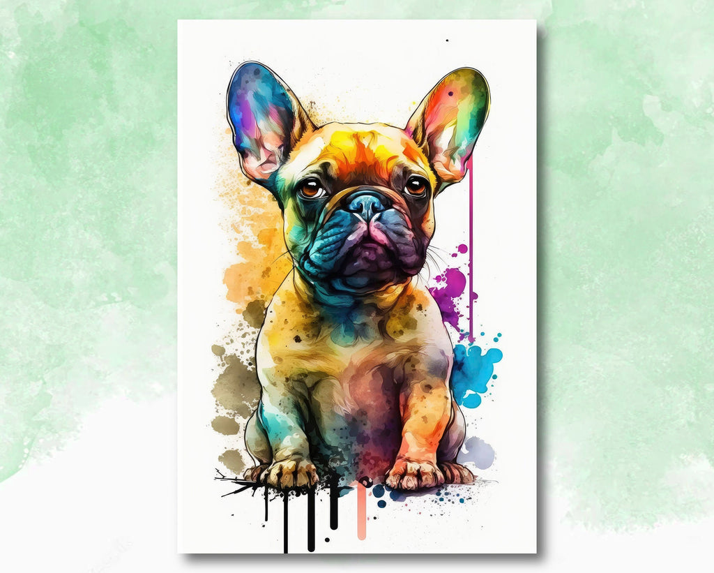 French Bulldog Watercolor Print Cute Pet Keepsake Wall Art Dog Lover Gift Adorable Canine Home Decor for Puppy Dog Lovers!