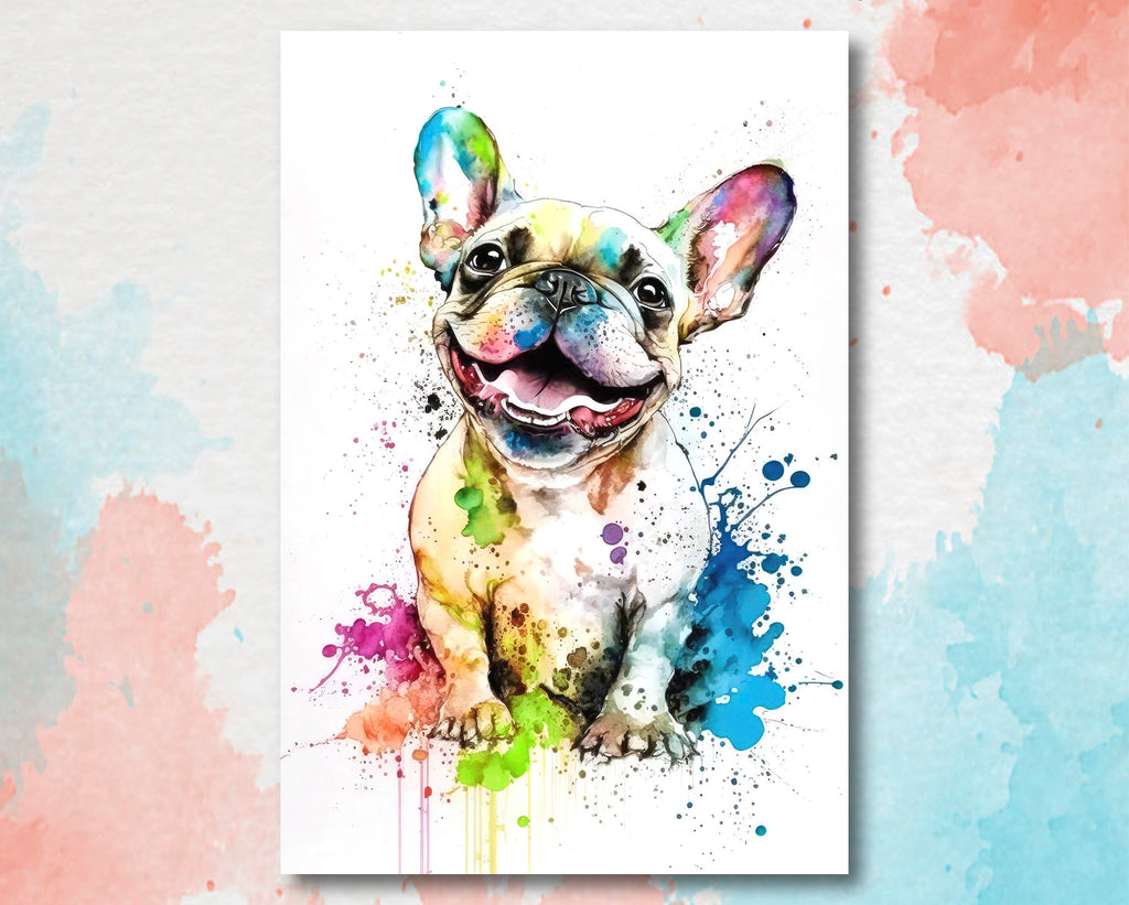 French Bulldog Watercolor Print Cute Pet Keepsake Wall Art Dog Lover Gift Adorable Canine Home Decor for Puppy Dog Lovers!