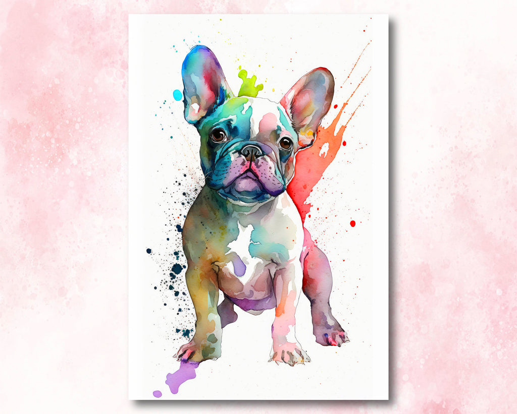 French Bulldog Watercolor Print Cute Pet Keepsake Wall Art Dog Lover Gift Adorable Canine Home Decor for Puppy Dog Lovers!