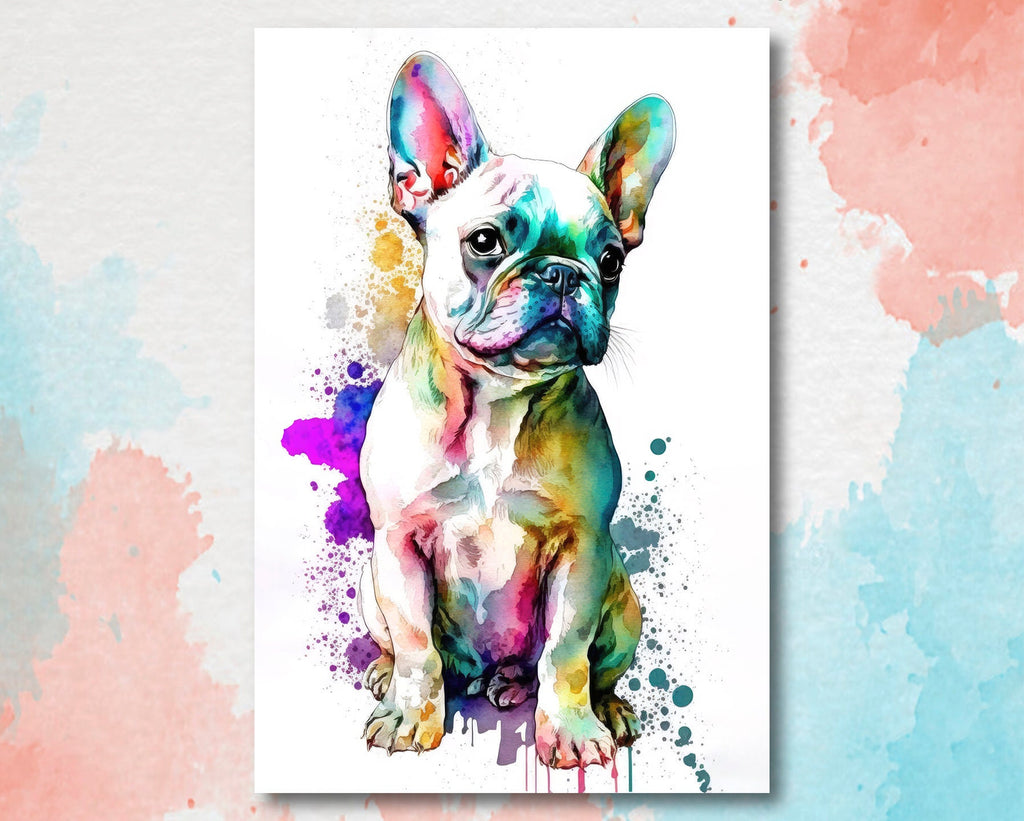 French Bulldog Watercolor Print Cute Pet Keepsake Wall Art Dog Lover Gift Adorable Canine Home Decor for Puppy Dog Lovers!