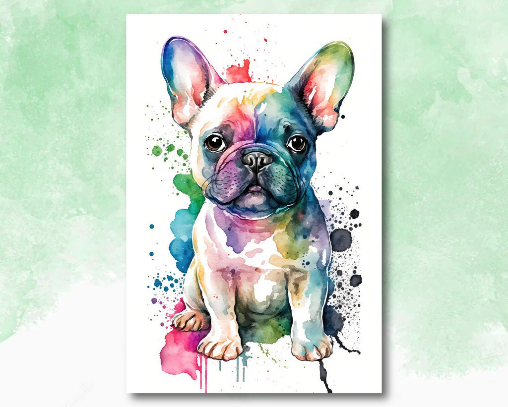 French Bulldog Watercolor Print Cute Pet Keepsake Wall Art Dog Lover Gift Adorable Canine Home Decor for Puppy Dog Lovers!