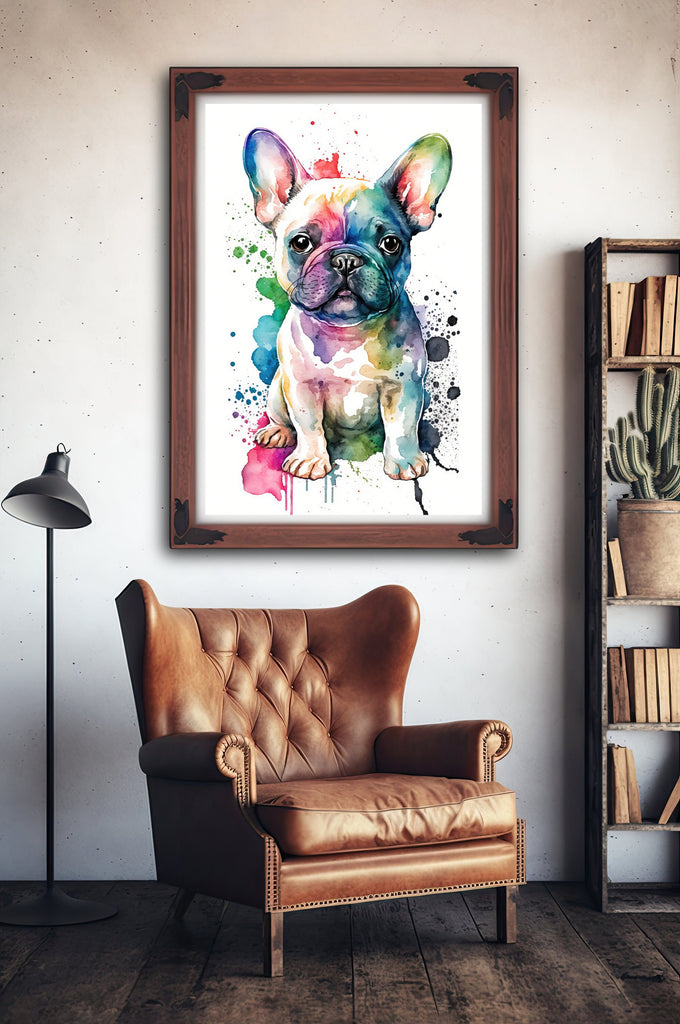 French Bulldog Watercolor Print Cute Pet Keepsake Wall Art Dog Lover Gift Adorable Canine Home Decor for Puppy Dog Lovers!