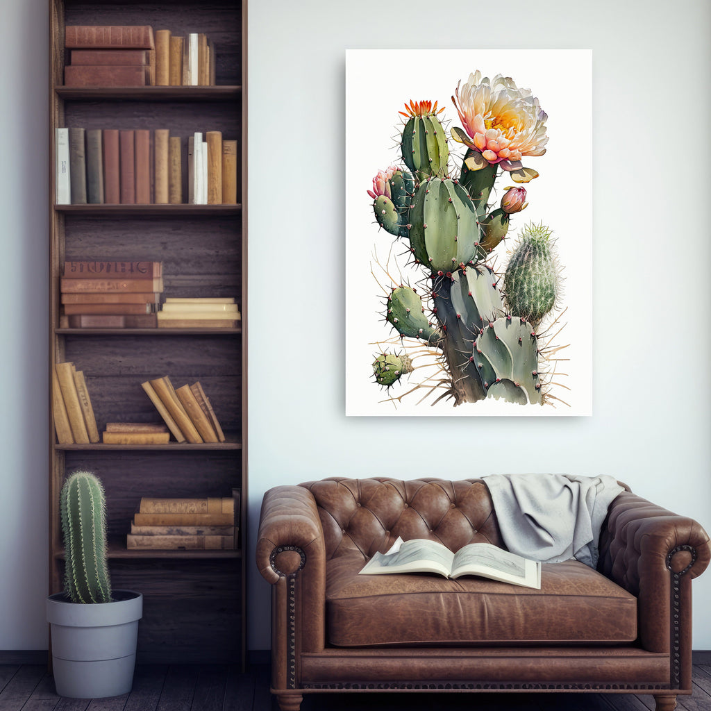 Cactus Plant Flower Print Watercolor Painting Botanical Wall Art Southwest Artwork Gift Rustic Desert Home Decor