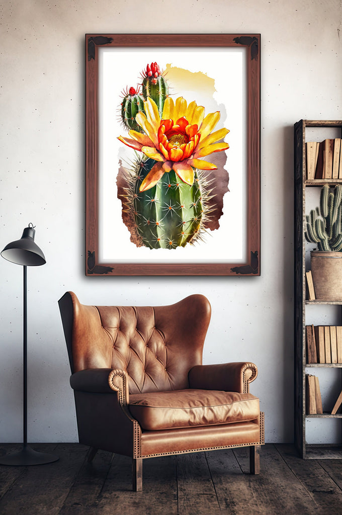 Cactus Plant Flower Print Watercolor Painting Botanical Wall Art Southwest Artwork Gift Rustic Desert Home Decor