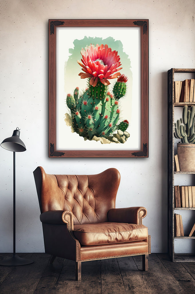 Cactus Plant Flower Print Watercolor Painting Botanical Wall Art Southwest Artwork Gift Rustic Desert Home Decor