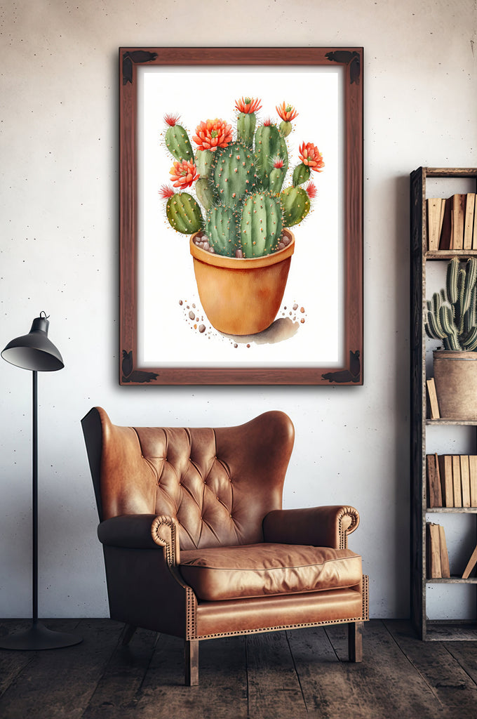 Cactus Plant Flower Print Watercolor Painting Botanical Wall Art Southwest Artwork Gift Rustic Desert Home Decor