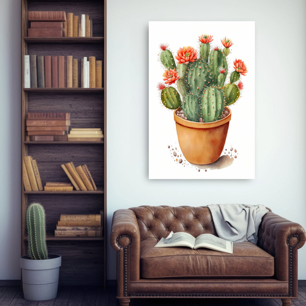 Cactus Plant Flower Print Watercolor Painting Botanical Wall Art Southwest Artwork Gift Rustic Desert Home Decor