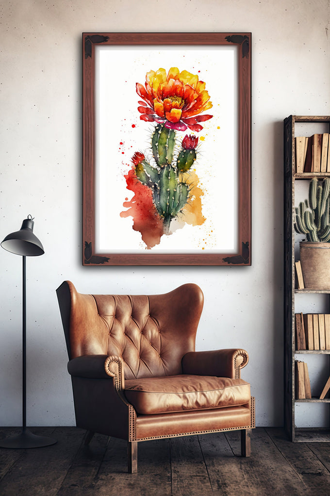 Cactus Plant Flower Print Watercolor Painting Botanical Wall Art Southwest Artwork Gift Rustic Desert Home Decor