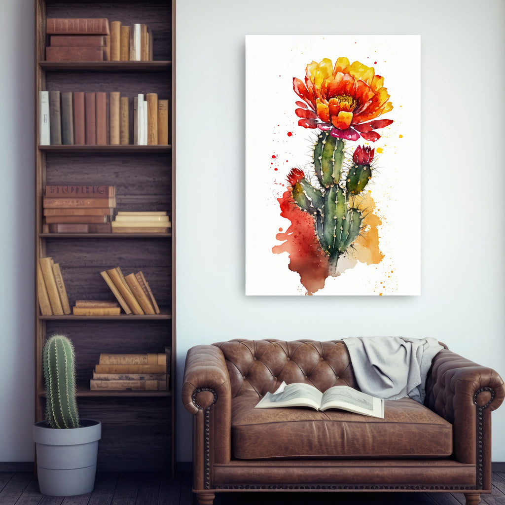 Cactus Plant Flower Print Watercolor Painting Botanical Wall Art Southwest Artwork Gift Rustic Desert Home Decor